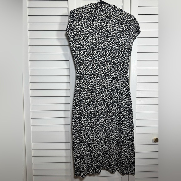 Banana Republic Women’s Black & White Silk/Cotton Floral Midi Dress Size M - Picture 7 of 9